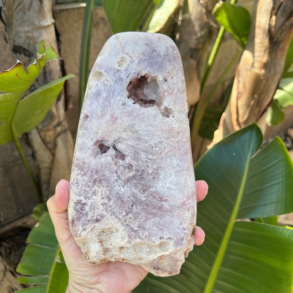 Pink Amethyst Quartz Crystal Druzy Slab